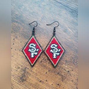 Handmade 49ers Beaded Earrings